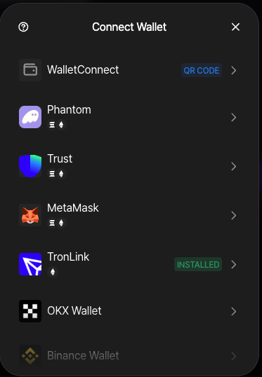 Wallet selection